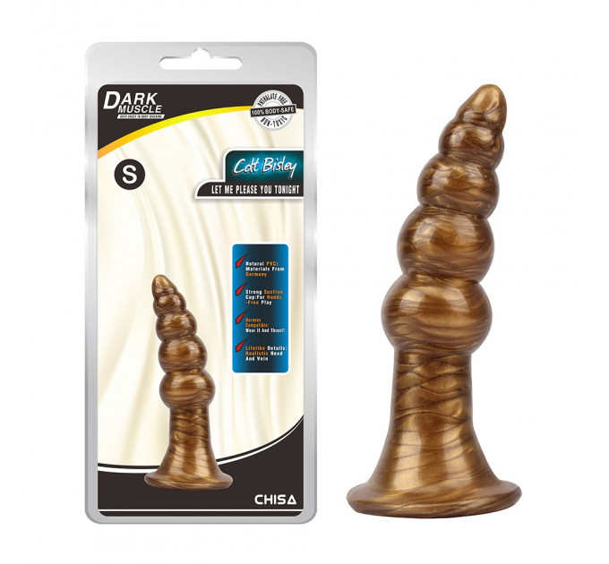 Анальная пробка в виде елочки Chisa Dark Muscle золотистая