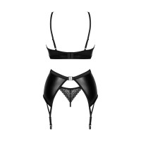 Комплект латексний з поясом для панчох Obsessive Norides 3-pcs set XS/S