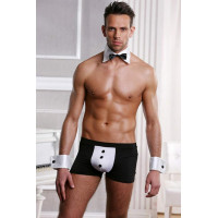 Комплект Официант Sunspice боксеры, бабочка, манжеты, черно белый, O/S
