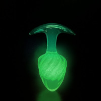 Люминесцентная анальная пробка UNIVIBE, силиконовая с шариком внутри, фиолетовая, 9.5 х 3.9 см