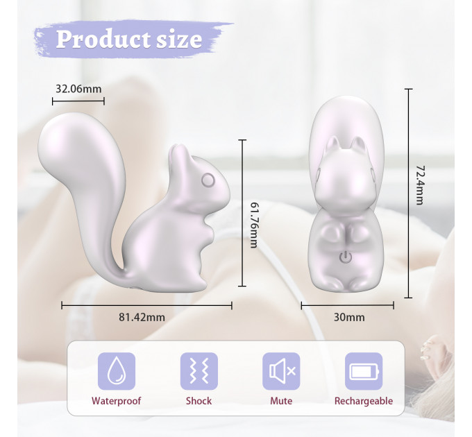 Мини-вибратор клиторальный Every Night Toys Debbie в форме белочки белый, 10 режимов вибрации