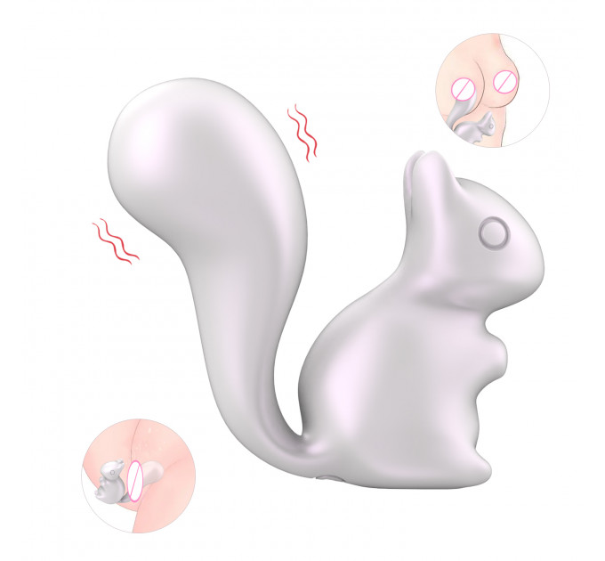 Мини-вибратор клиторальный Every Night Toys Debbie в форме белочки белый, 10 режимов вибрации