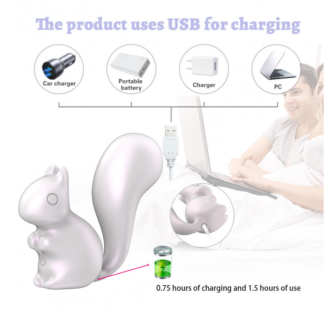 Мини-вибратор клиторальный Every Night Toys Debbie в форме белочки белый, 10 режимов вибрации