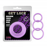 Набор эрекционных колец Chisa Get Lock magnum force cock, фиолетовые, 3 шт