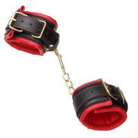 Наручники из кожзаменителя, черно-красные