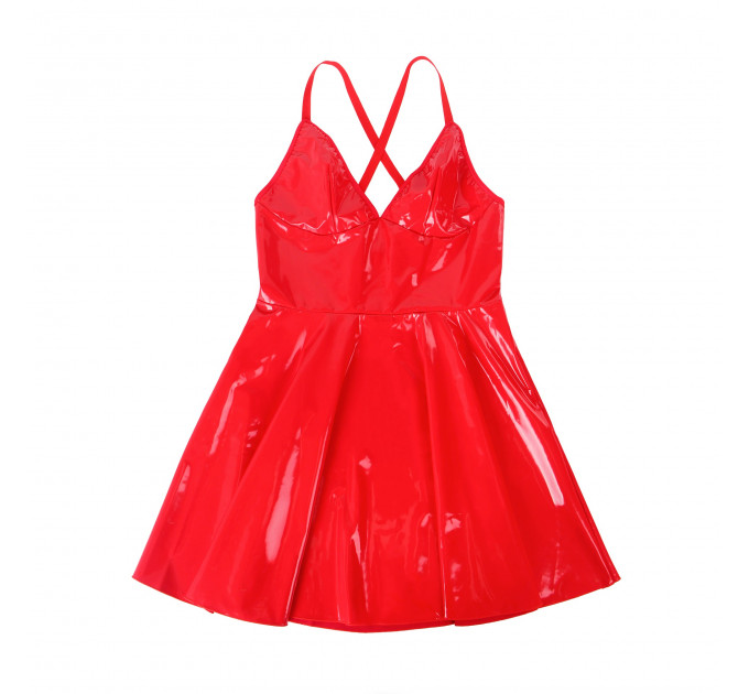 Сукня з чокером, глянсова Star Night Wet Look з імітацією вінілу, червона, M