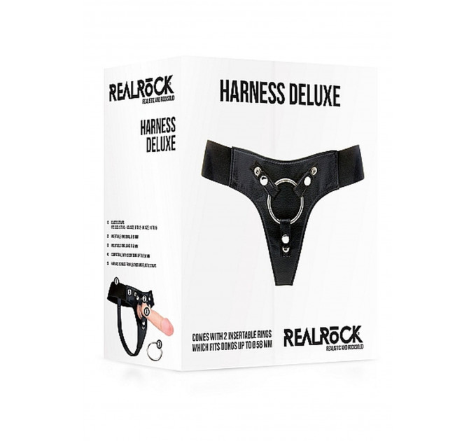 REA047 Трусики для страпона Ouch!, кожаные, черные, One Size