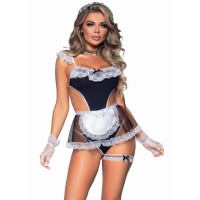 Сексуальный костюм горничной Leg Avenue , XS, 4 предмета, черно-белый