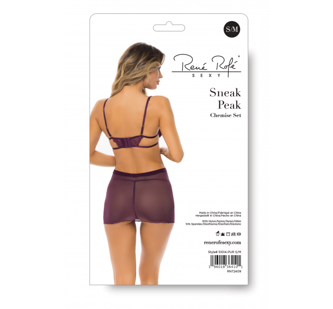 SNEAK PEAK CHEMISE SET PURPLE, S/M