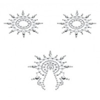 Украшения из страз для груди и лобка, Joujoux Gloria серебряный