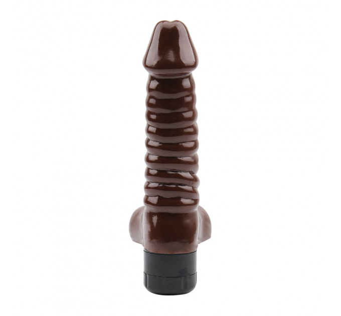 Вибратор рельефный с яичками Chisa RUBICON, коричневый