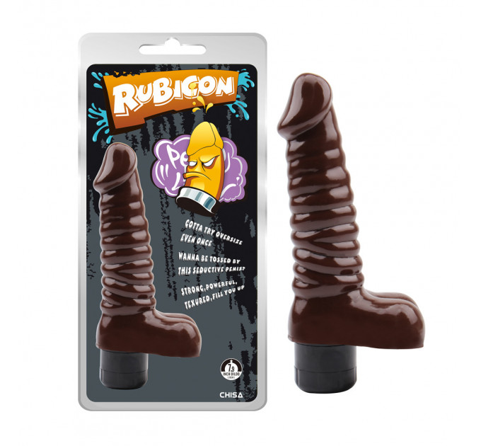 Вибратор рельефный с яичками Chisa RUBICON, коричневый