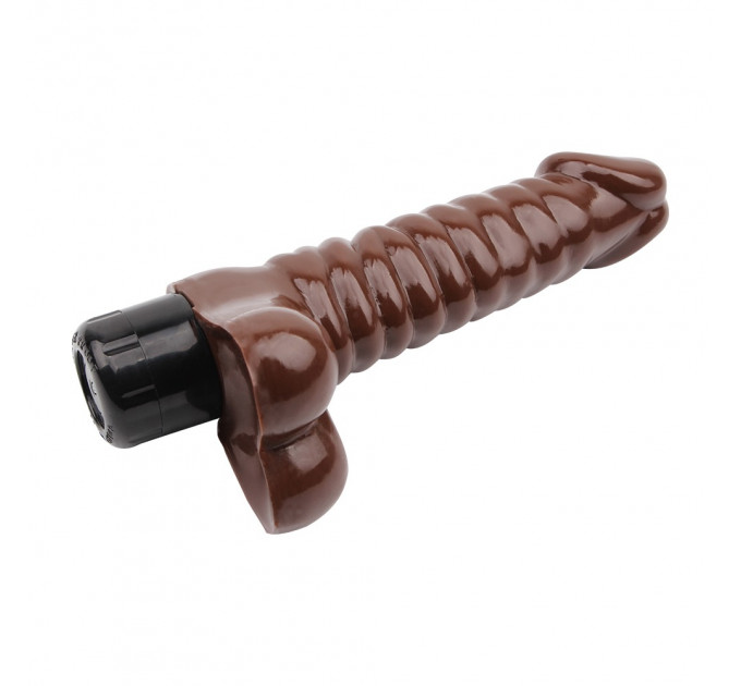 Вибратор рельефный с яичками Chisa RUBICON, коричневый