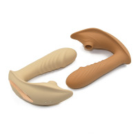 Вібратор із кліторальним стимулятором Sweet Em, L, коричневий, 15.9 х 12.6 х 6.7 см