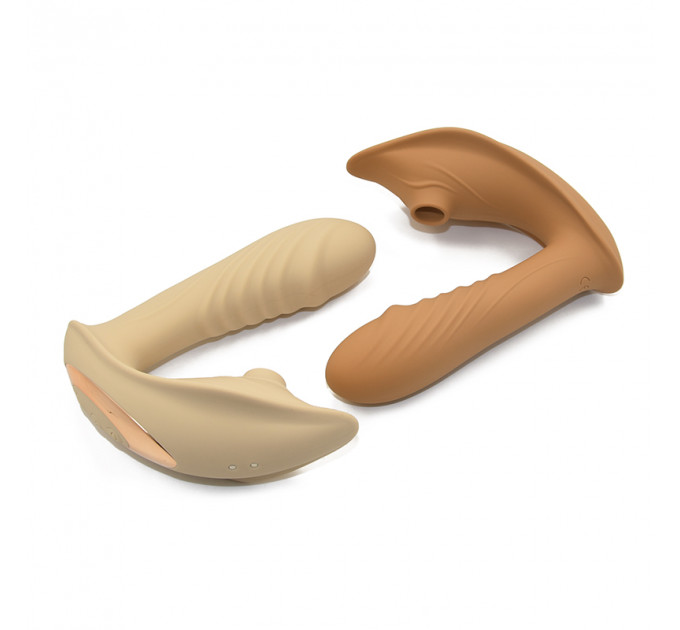 Вибратор с клиторальным стимулятором Sweet Em, L, коричневый, 15.9 х 12.6 х 6.7 см