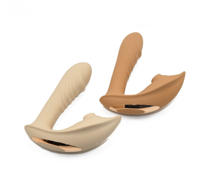 Вибратор с клиторальным стимулятором Sweet Em, L, коричневый, 15.9 х 12.6 х 6.7 см