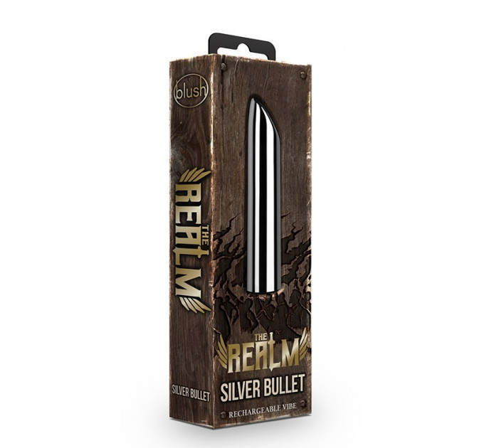 Вибропуля The Realm Rechargeable Bullet, серебрянная, 10 х 2 см