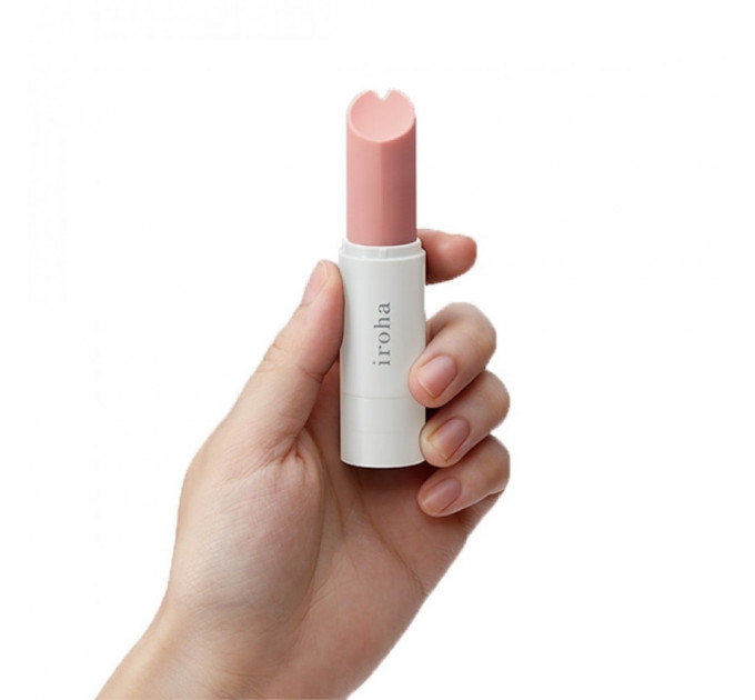 Вибропуля в виде помады Iroha Stick Tenga, медицинский силикон, розовая с белым