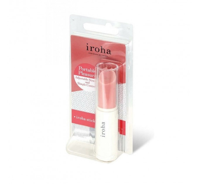 Вибропуля в виде помады Iroha Stick Tenga, медицинский силикон, розовая с белым