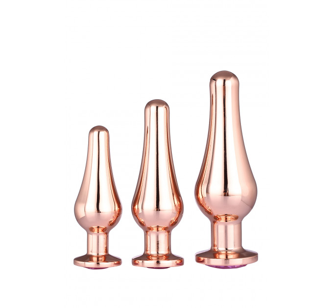 DT21875 набір анальних пробок конічної форми Dream Toys GLEAMING LOVE PLEASURE SET ROSE GOLD