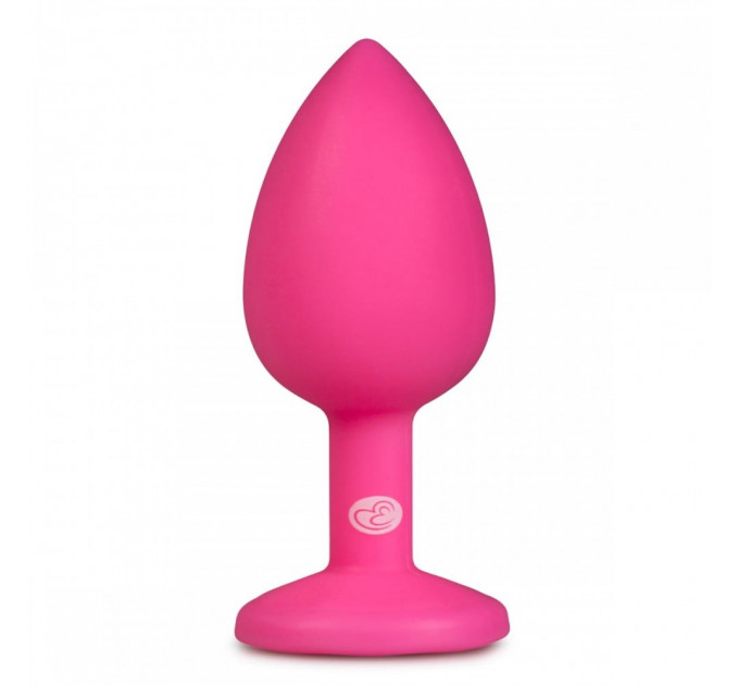 Анальная пробка с кристаллом Easytoys, силиконовая, розовая, 7.5 х 2.8 см.