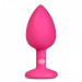 Анальная пробка с кристаллом Easytoys, силиконовая, розовая, 7.5 х 2.8 см.