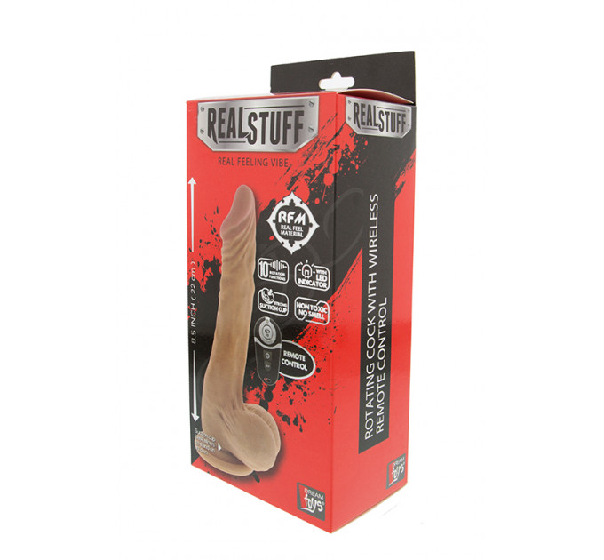 Вибратор с ротацией Dream Toys RealStuff на присоске, телесный