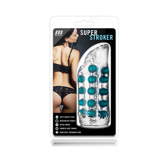 Мастурбатор вагина с бусинами внутри Blush M For Men Super Stroker Clear, прозрачный