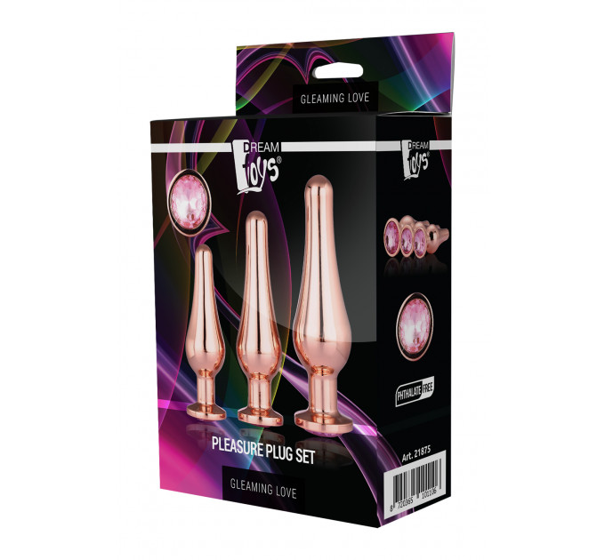 DT21875 набір анальних пробок конічної форми Dream Toys GLEAMING LOVE PLEASURE SET ROSE GOLD