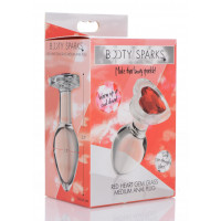 Анальна пробка зі стразом Red Heart Glass Anal Plug With Gem скляна, Medium