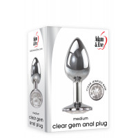 Анальная пробка с камнем A&E CLEAR GEM ANAL PLUG MEDIUM