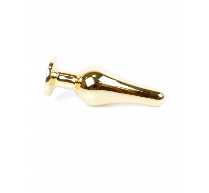 Анальная пробка с камнем Plug-Jewellery Gold BUTT PLUG- Clear