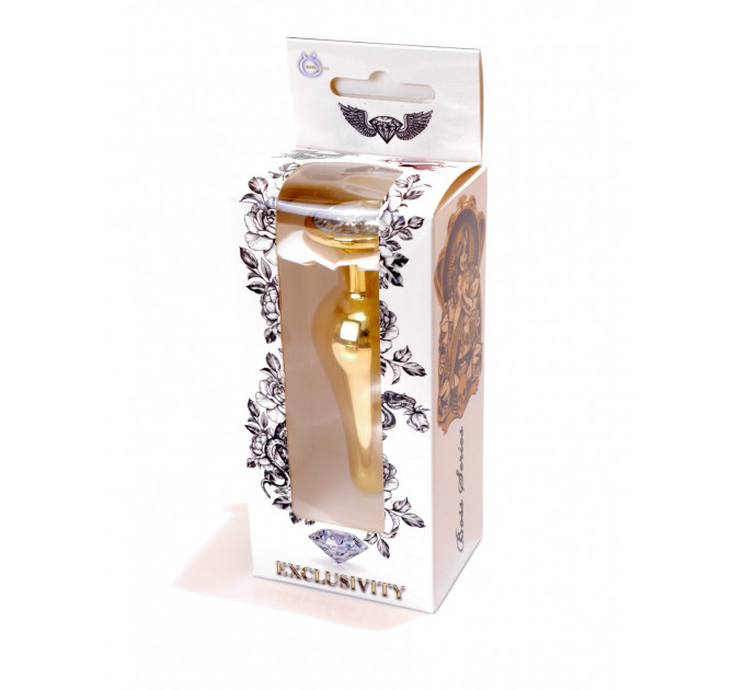 Анальная пробка с камнем Plug-Jewellery Gold BUTT PLUG- Clear