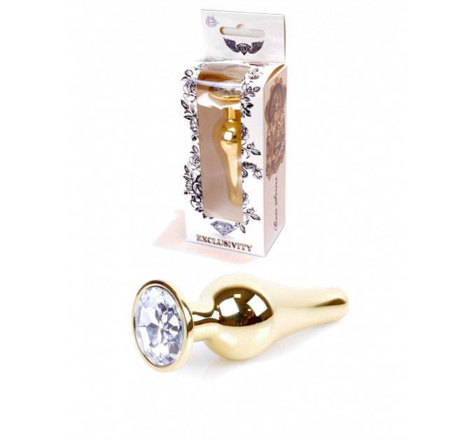 Анальная пробка с камнем Plug-Jewellery Gold BUTT PLUG- Clear