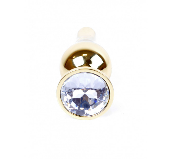 Анальная пробка с камнем Plug-Jewellery Gold BUTT PLUG- Clear