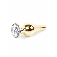 Анальная пробка с камнем Plug-Jewellery Gold BUTT PLUG- Clear