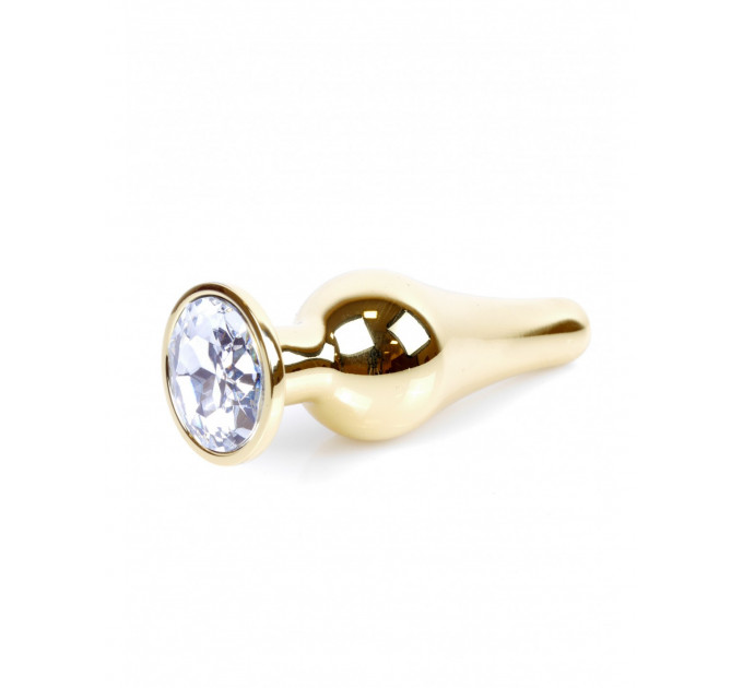Анальная пробка с камнем Plug-Jewellery Gold BUTT PLUG- Clear