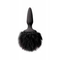 Анальна пробка з м'яким пухнастим хвостом кролика BUNNY TAILS MINI BLACK BLACK FUR