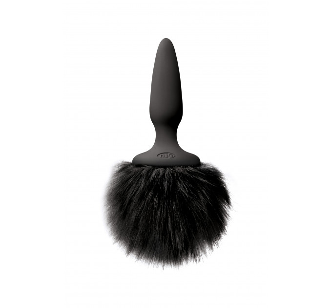 Анальная пробка с мягким пушистым хвостом кролика BUNNY TAILS MINI BLACK BLACK FUR