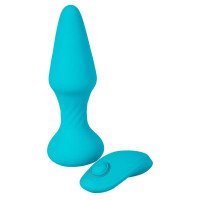 Анальная пробка с вибрацией и дистанционным пультом Love Shop голубая, L
