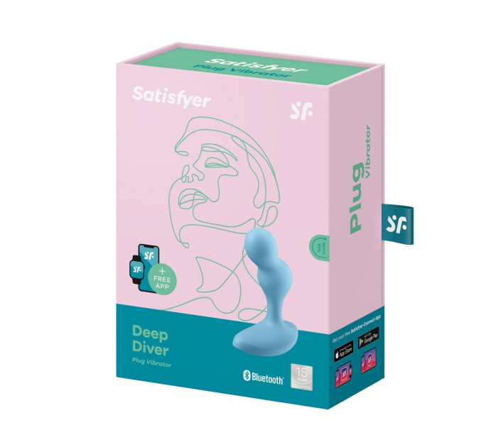 Анальный вибратор с подключение к приложению Satisfyer Deep Diver голубой
