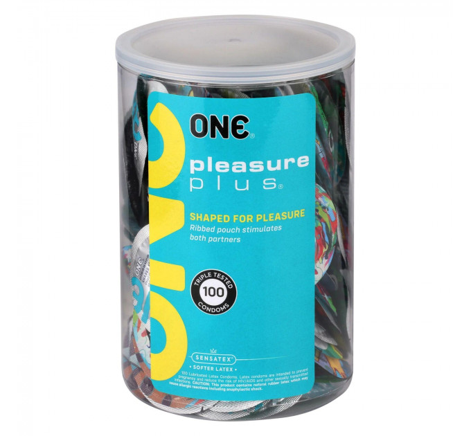 Банка презервативів ONE Pleasure Plus, 100 шт