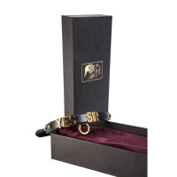 Чокер с надписью YES SIR от UPKO из итальянской кожи, черные с золотой фурнитурой