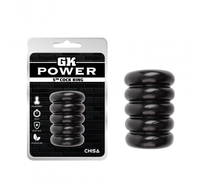 Ерекційне кільце багатоярусне Chisa GK Power, з рельєфом, чорний