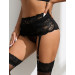 Комплект мереживний пояс для панчіх з трусиками StarNight, чорний, L