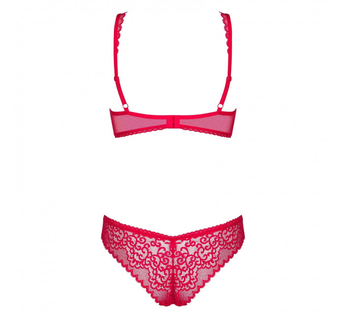 Комплект из двух частей из нежной сетки Obsessive ROUGEBELLE красный, L/XL