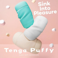 Мастурбатор нереалистичный Tenga Puffy Latte Brown, рельефный, бежевый
