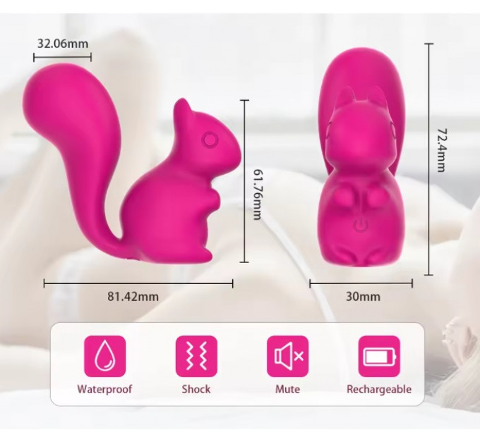 Міні-вібратор кліторальний Every Night Toys Debbie у формі білочки червоний, 10 режимів вібрації