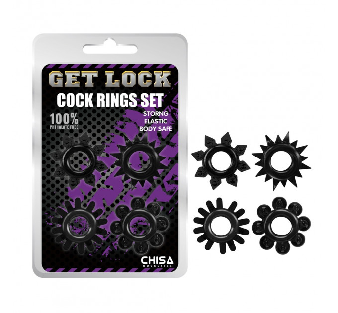 Набор эрекционных колец Chisa Get Lock Cock Rings Set, черные