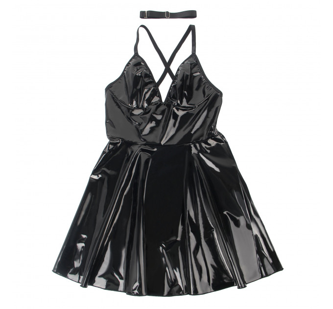 Сукня з чокером, глянсова Star Night Wet Look з імітацією вінілу, чорна, S